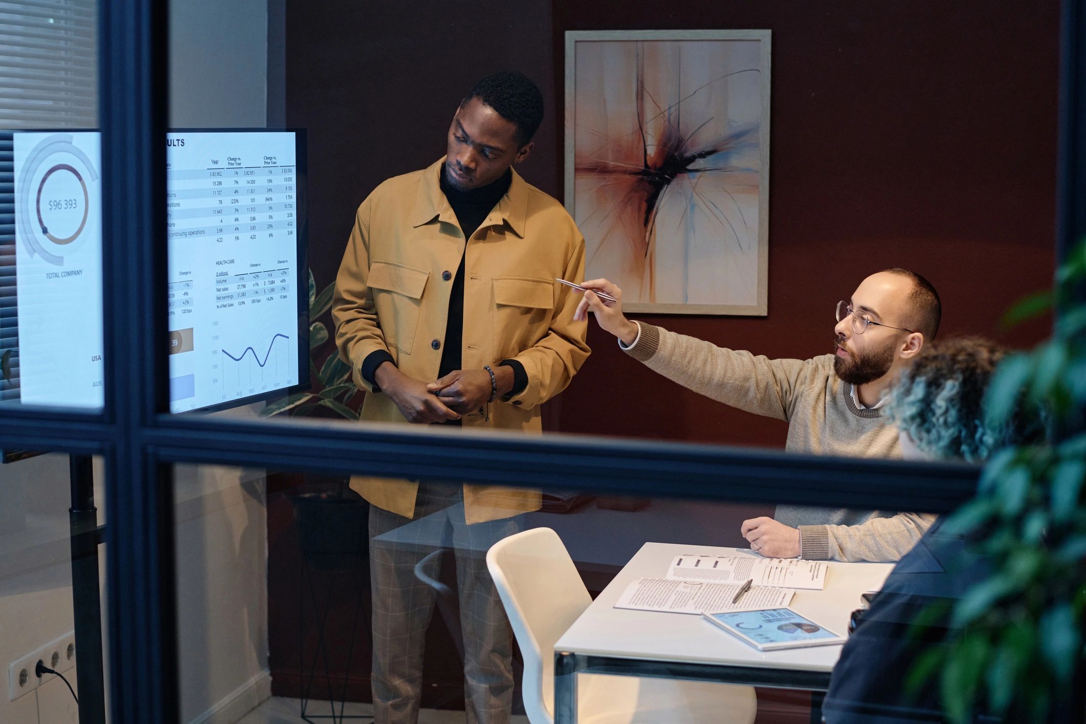 Team reviewing data and automation strategy together in a conference room