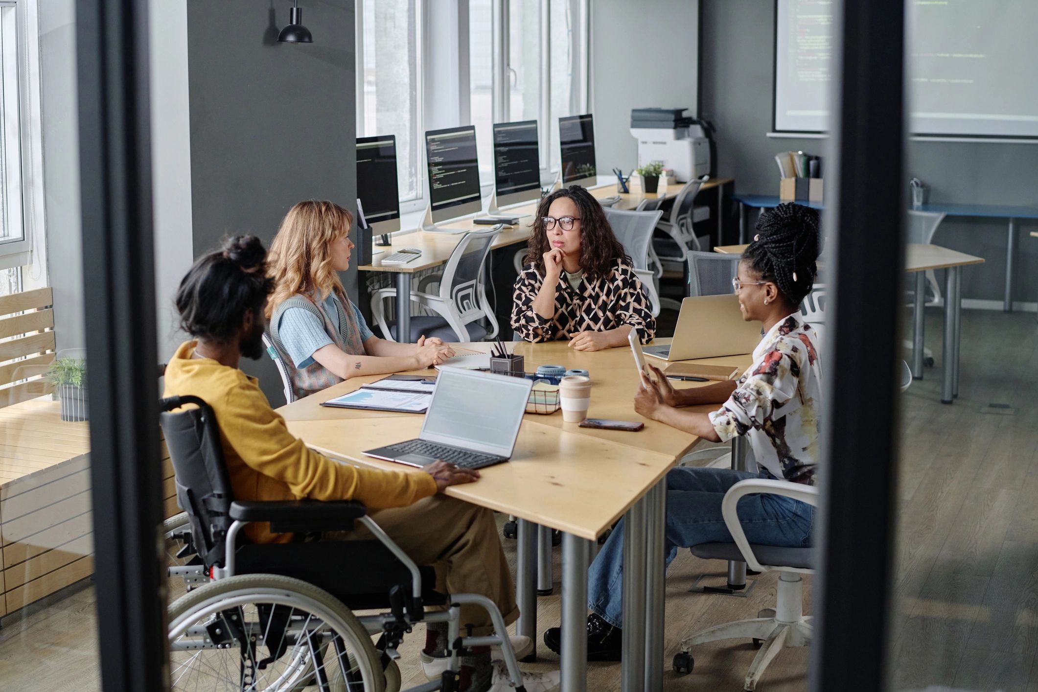 Team in a modern office meeting
